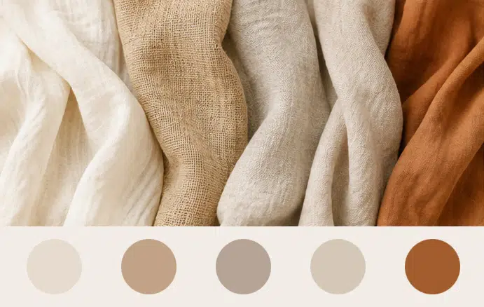 palette de couleurs beige, écru, taupe et terracotta